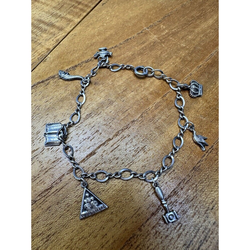 Vintage Job's Daughters Masonic Filiae Sterling Silver Charm Bracelet Morgan’s